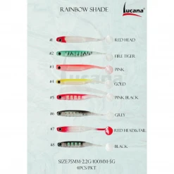 Lucana Rainbow Shade Soft Fishing Lure | Size: 7.5cm | 2.2g | 4pcs/pk