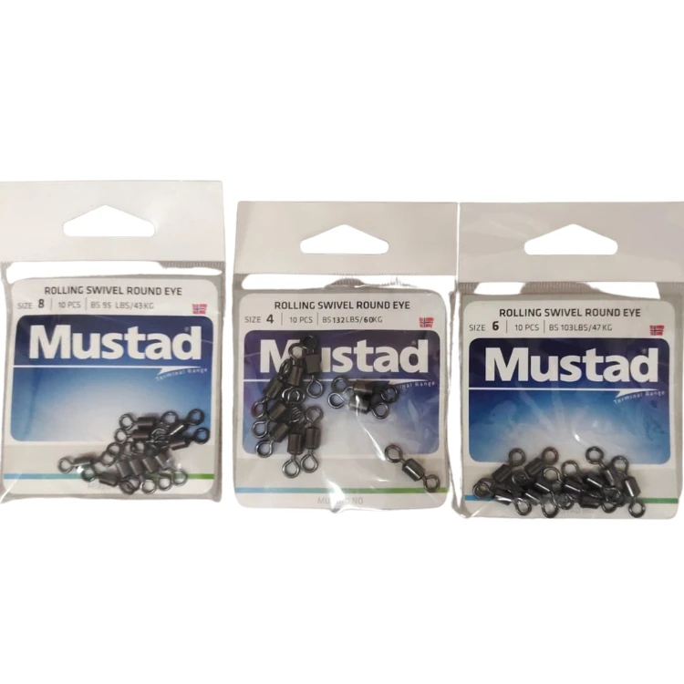 Terminal Tackles Mustad Rolling Swivel Round Eye | Size: 4, 6 ,8 And 10 3 Terminal Tackles Mustad Rolling Swivel Round Eye | Size: 4, 6 ,8 And 10