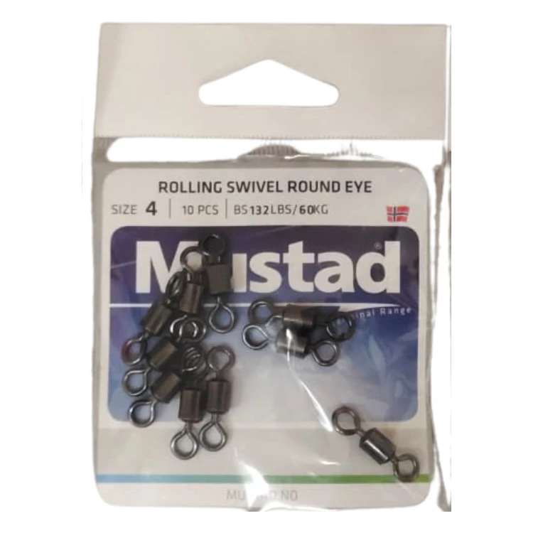 Terminal Tackles Mustad Rolling Swivel Round Eye | Size: 4, 6 ,8 And 10 4 Terminal Tackles Mustad Rolling Swivel Round Eye | Size: 4, 6 ,8 And 10