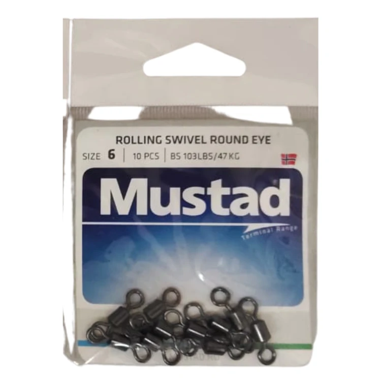 Terminal Tackles Mustad Rolling Swivel Round Eye | Size: 4, 6 ,8 And 10 5 Terminal Tackles Mustad Rolling Swivel Round Eye | Size: 4, 6 ,8 And 10
