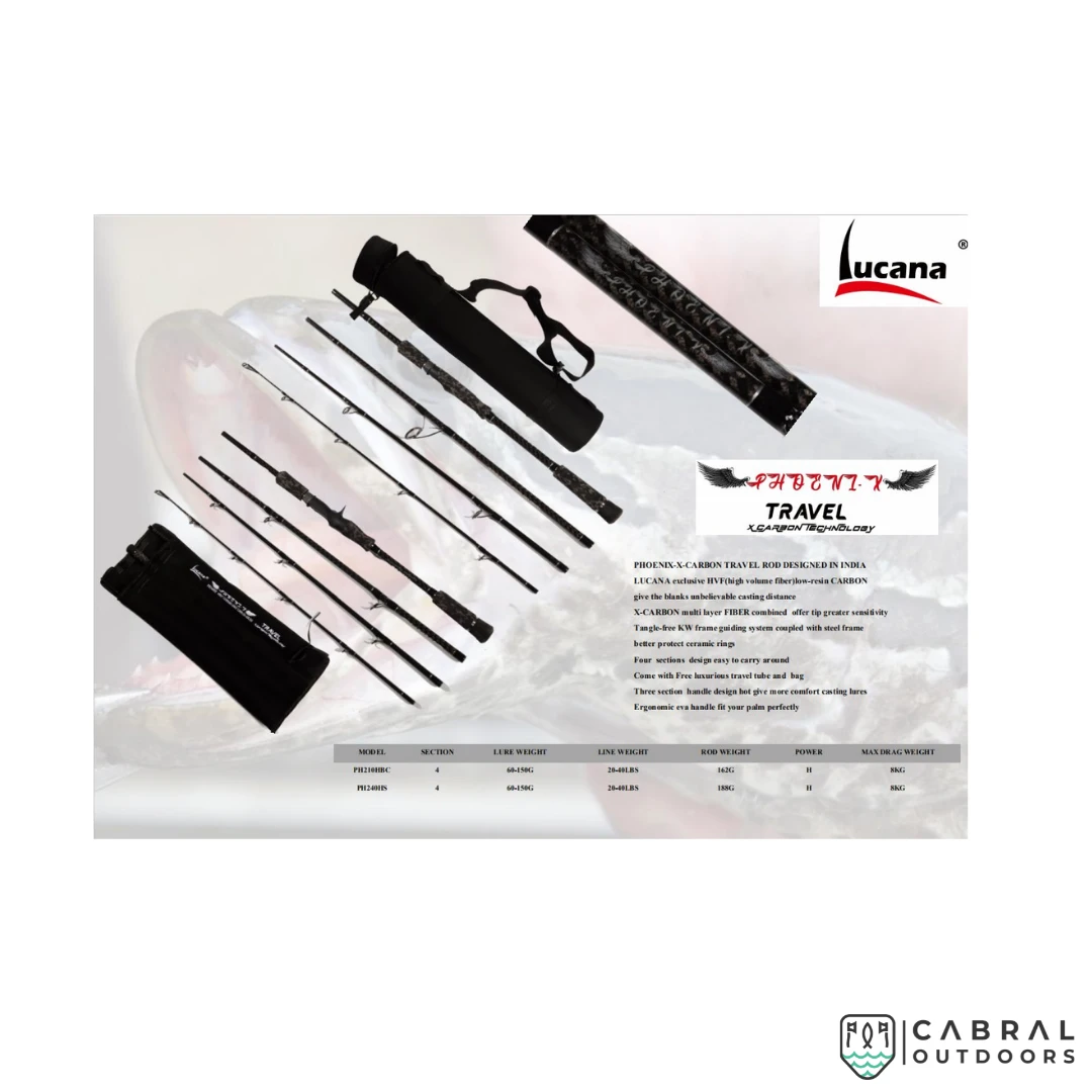 Fishing Rods Lucana Phoenix X Carbon Technology BaitCasting Travel Rod 3 Fishing Rods Lucana Phoenix X Carbon Technology BaitCasting Travel Rod